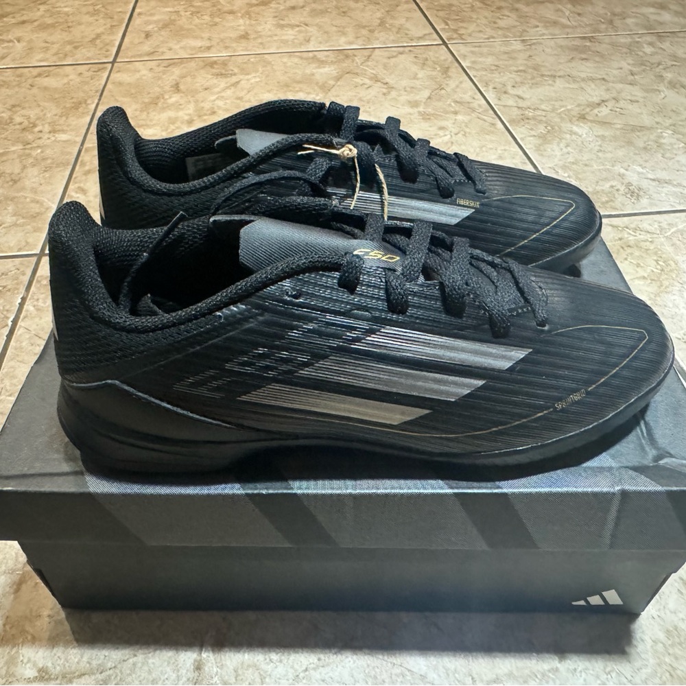 Adidas F50 League TF J Youth Soccer Cleats Black Gold Size 3 NWT